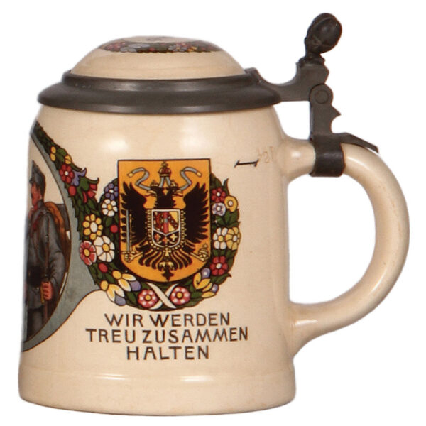 Mettlach stein, .5L, 1502[1526], PUG, German & Austrian soldiers - Image 2