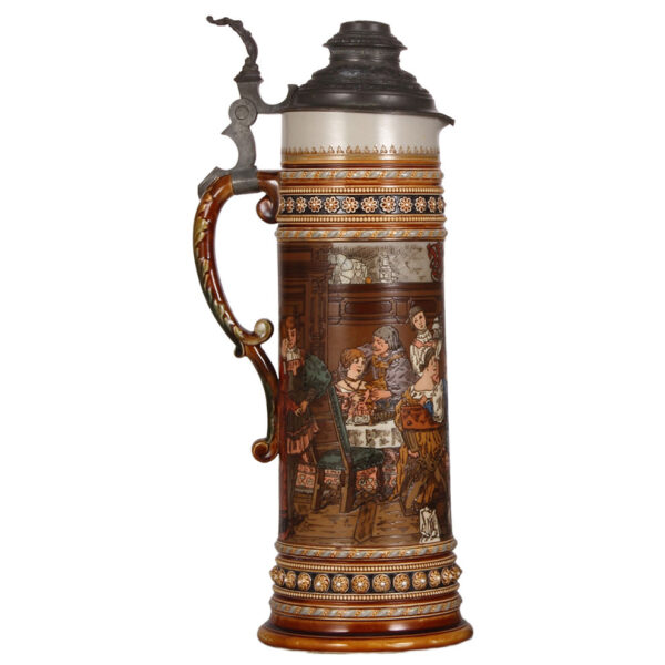 Mettlach stein, 20.2" ht., 1577, etched - Image 3