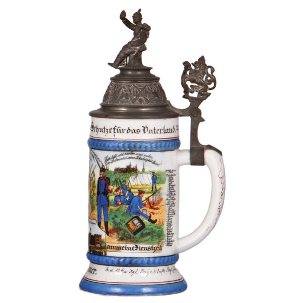 Regimental stein, .5L, 10.5" ht., porcelain, 12. Comp. Baÿr. Inftr. Rgt. Nr. 4, Metz, - Image 2