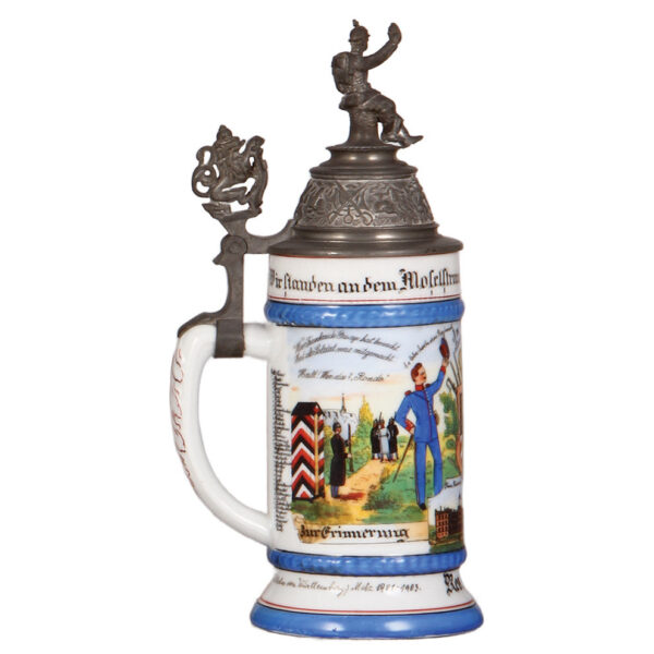 Regimental stein, .5L, 10.5" ht., porcelain, 12. Comp. Baÿr. Inftr. Rgt. Nr. 4, Metz, - Image 3