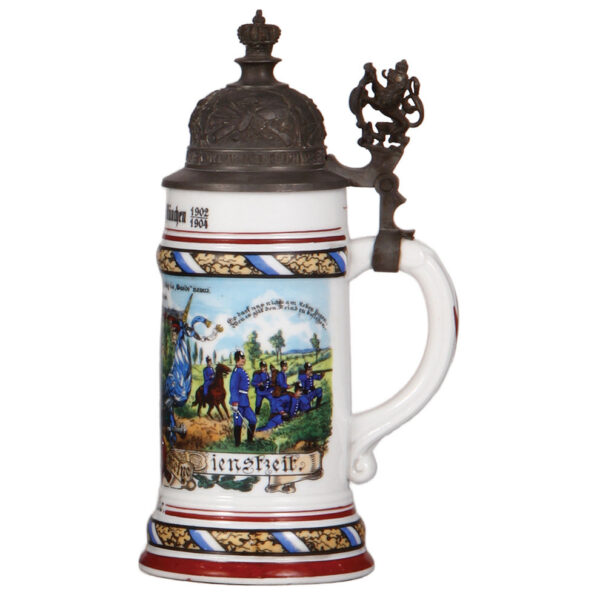 Regimental stein, .5L, 10.0" ht., porcelain, Inft. - Leib Regt., 4. Comp., München, - Image 2