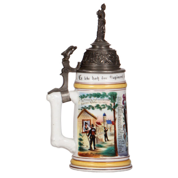 Regimental stein, .5L, 10.5" ht., porcelain, 5. Comp. Inft. Regt. Nr. 80, Hanau, - Image 3