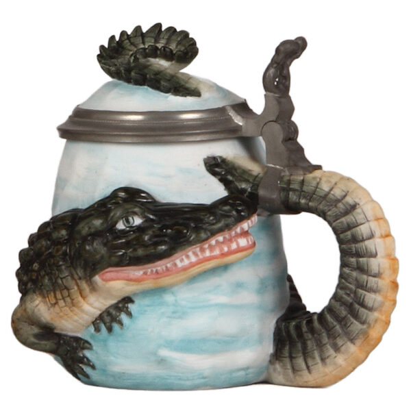 Character stein, .5L, porcelain, Alligator