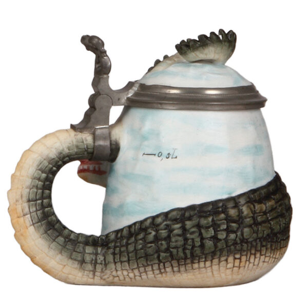 Character stein, .5L, porcelain, Alligator - Image 3