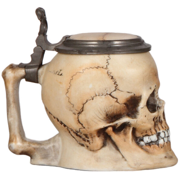 Character stein, .5L, porcelain, Skull - Image 3