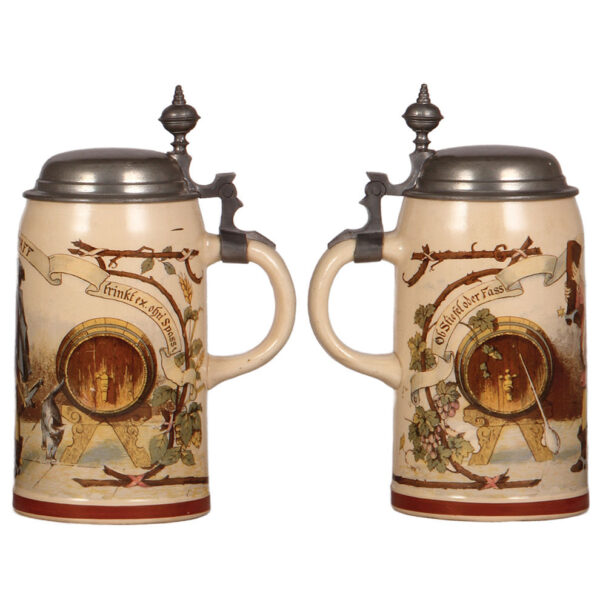 Mettlach steins (two), .5L, 941[2140]; with, .5L, 983[1909] - Image 3