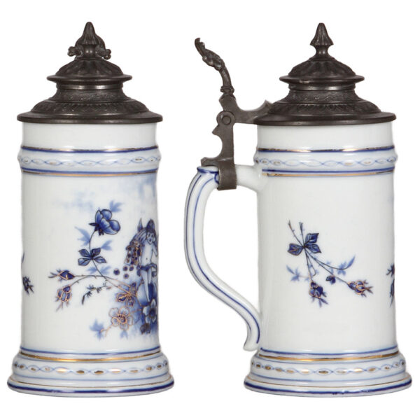 Porcelain steins (two), .5L, both hand-painted, lithophanes - Image 2