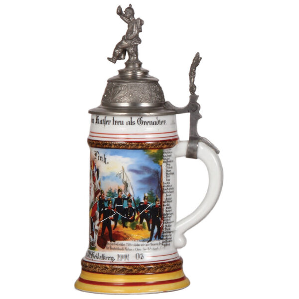 Regimental steins (two), .5L, 11.0" ht., porcelain, 8. Comp., Gren. Regt. Nr. 110 - Image 2