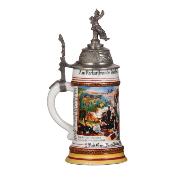 Regimental steins (two), .5L, 11.0" ht., porcelain, 8. Comp., Gren. Regt. Nr. 110 - Image 3