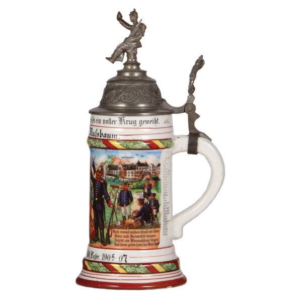 Regimental steins (two), .5L, 11.0" ht., porcelain, 8. Comp., Gren. Regt. Nr. 110 - Image 4