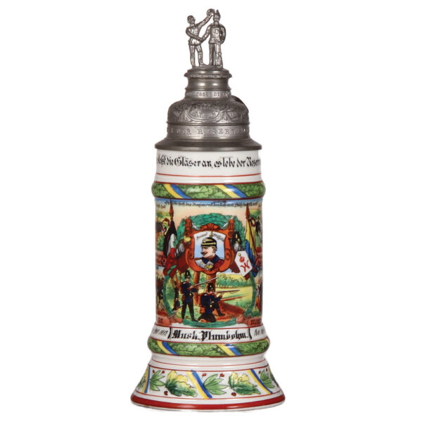 Regimental stein, .5L, 12.5" ht., porcelain, 4. Comp., Inft. Regt. Nr. 92