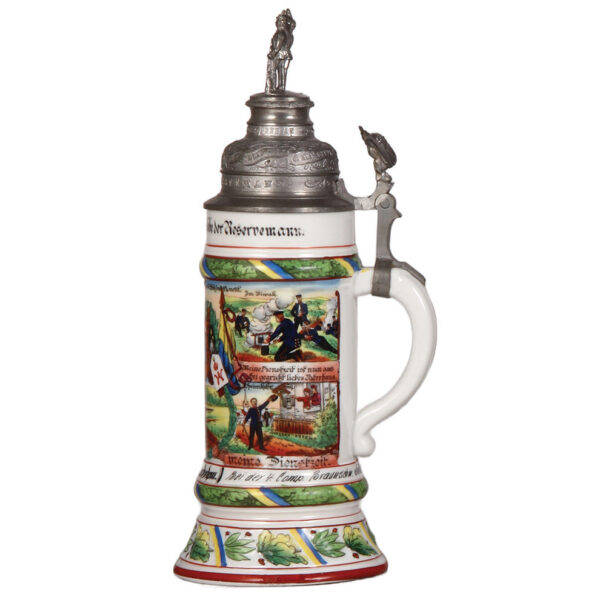 Regimental stein, .5L, 12.5" ht., porcelain, 4. Comp., Inft. Regt. Nr. 92 - Image 2