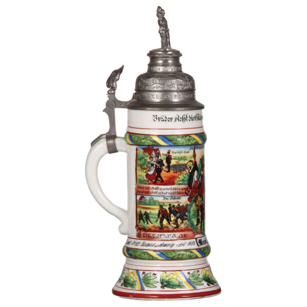 Regimental stein, .5L, 12.5" ht., porcelain, 4. Comp., Inft. Regt. Nr. 92 - Image 3