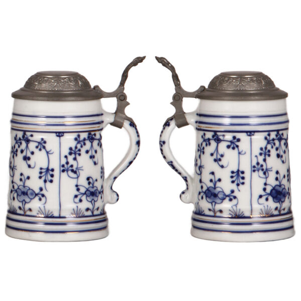 Porcelain steins (three), .5L, transfer & hand-painted - Image 4