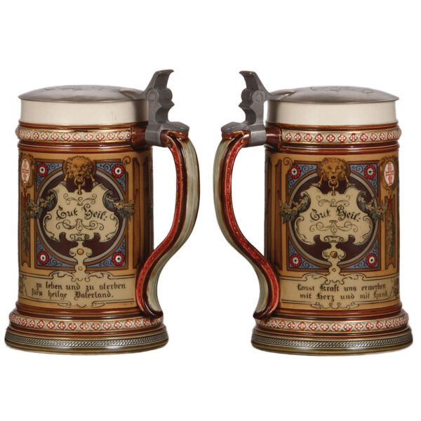 Mettlach steins (two), .5L, 1914; with, .5L, 2632 - Image 2