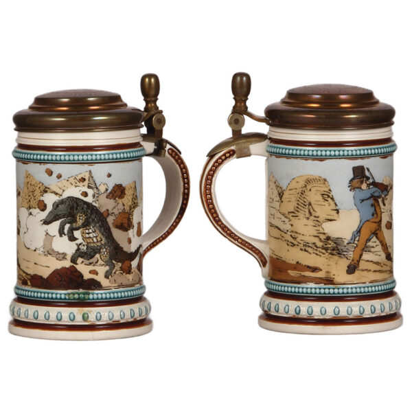 Mettlach steins (two), .5L, 1132; with, .5L, 2131 - Image 2