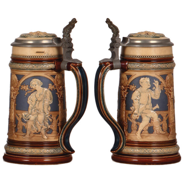 Mettlach steins (two), .5L, 1132; with, .5L, 2131 - Image 3