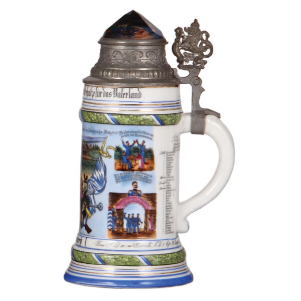 Regimental stein, .5L, 9.3" ht., porcelain, 4. Comp. 19. baÿr. Inft. Regt. - Image 2