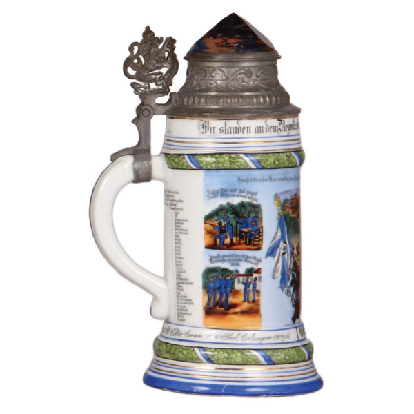 Regimental stein, .5L, 9.3" ht., porcelain, 4. Comp. 19. baÿr. Inft. Regt. - Image 3