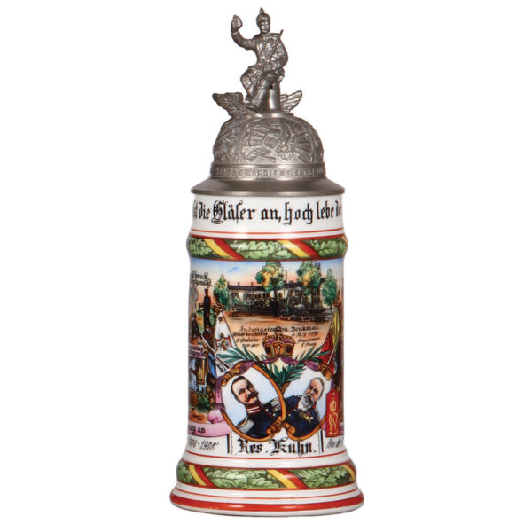 Regimental stein, .5L, 11.1" ht., porcelain, Inft. Regt. Nr. 111, Rastatt