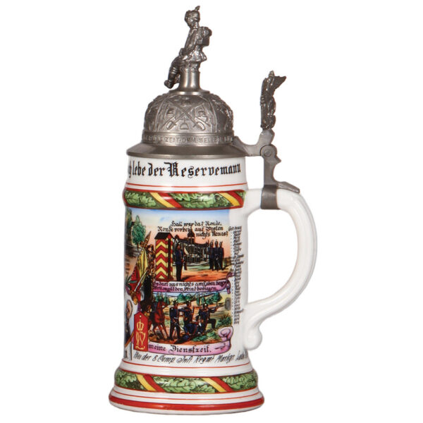 Regimental stein, .5L, 11.1" ht., porcelain, Inft. Regt. Nr. 111, Rastatt - Image 2