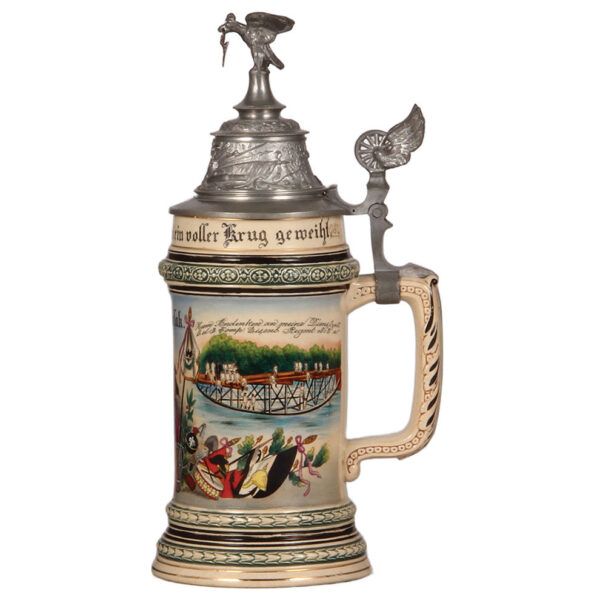 Regimental stein, .5L, 10.05" ht., pottery, 6. Co., Eisenbahn Regt Nr. 3 u. 3. Co., Betriebs Abteil. - Image 2