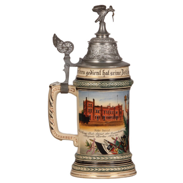 Regimental stein, .5L, 10.05" ht., pottery, 6. Co., Eisenbahn Regt Nr. 3 u. 3. Co., Betriebs Abteil. - Image 3