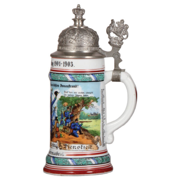 Regimental stein, .5L, 10.0" ht., porcelain, 3. Comp., bayr. 1. Jäger Bat., Straubing - Image 2