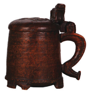 Wood tankard, 8.4" ht., late 1700s, Norwegian