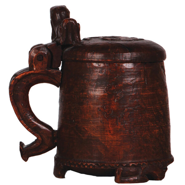 Wood tankard, 8.4" ht., late 1700s, Norwegian - Image 2