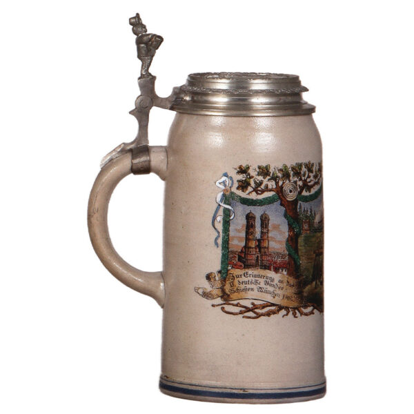 Stoneware stein, 1.0L, 15. Deutsches Bundesschiessen, München, 1906 - Image 3