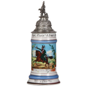 Regimental stein, .5L, 11.0" ht., 2. Chevaul. Regt., 3, Eskd., Dillingen, 1874 - 1877