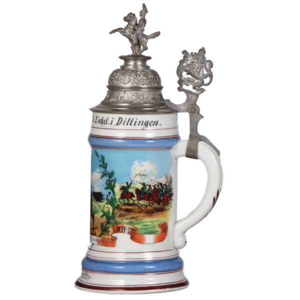 Regimental stein, .5L, 11.0" ht., 2. Chevaul. Regt., 3, Eskd., Dillingen, 1874 - 1877 - Image 2