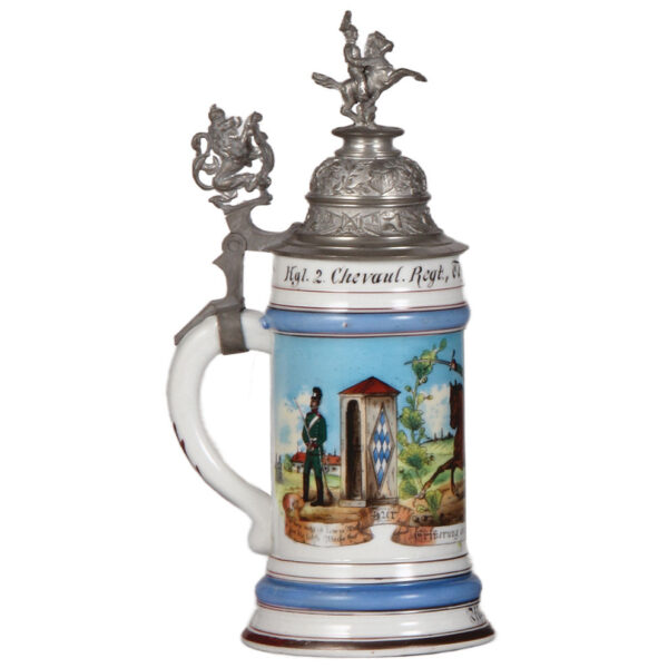 Regimental stein, .5L, 11.0" ht., 2. Chevaul. Regt., 3, Eskd., Dillingen, 1874 - 1877 - Image 3