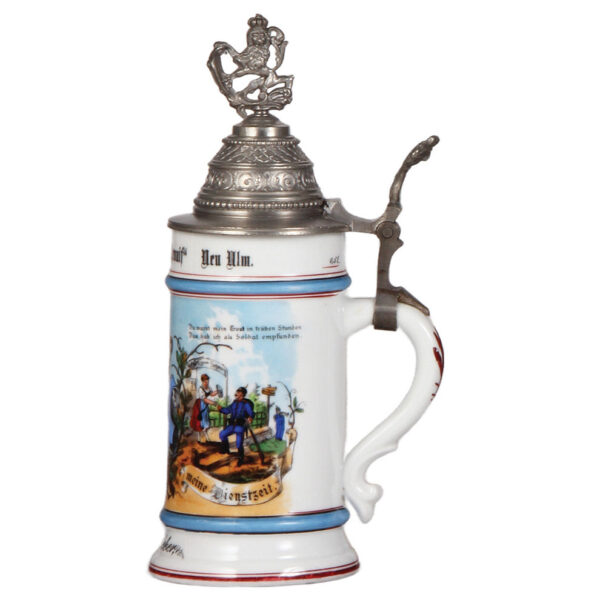 Regimental stein, .5L, 10.6" ht., bayr. Inft. Nr. 12, Neu Ulm - Image 2