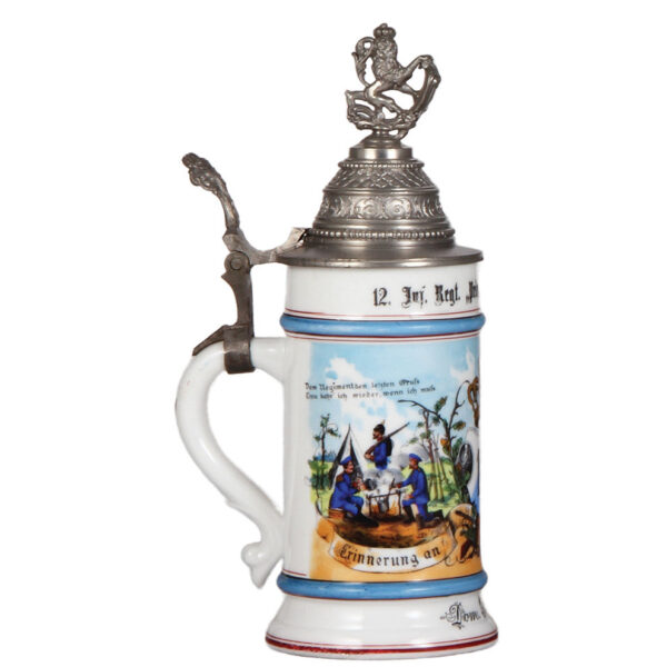 Regimental stein, .5L, 10.6" ht., bayr. Inft. Nr. 12, Neu Ulm - Image 3