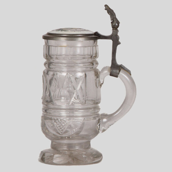 Glass stein, .5L, inlaid lid: 4. Deutsche Bundesschiessen Hannover 1872 - Image 2