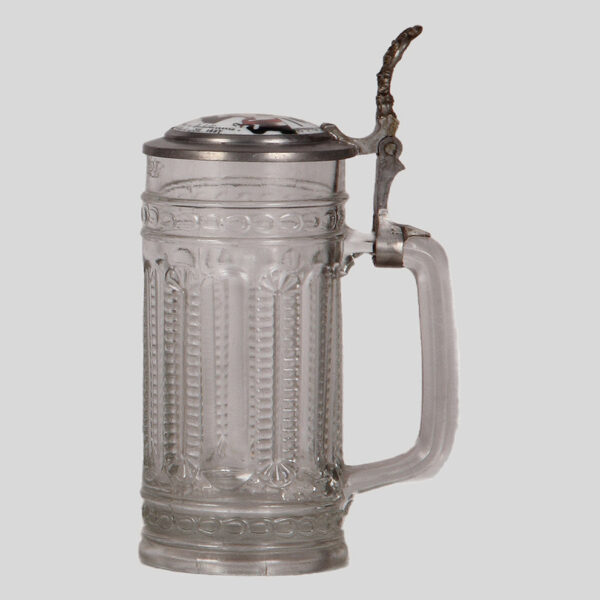 Glass stein, .5L, inlaid lid: Deutsches Bundes. u. Jubiläums Schiessen zu  Frankfurt a.M. 1887 - Image 2