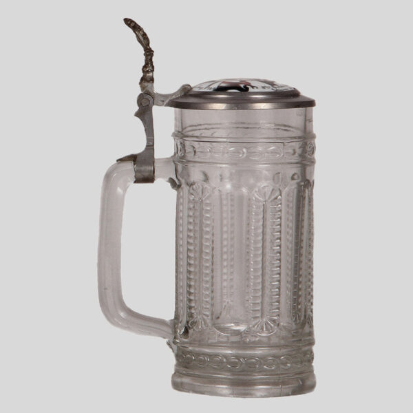 Glass stein, .5L, inlaid lid: Deutsches Bundes. u. Jubiläums Schiessen zu  Frankfurt a.M. 1887 - Image 3