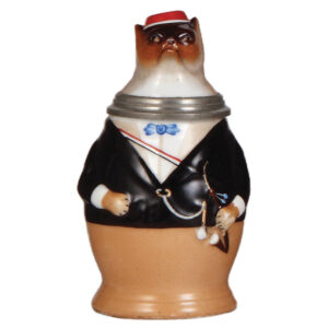 Character stein, .5L, porcelain, Student Fox