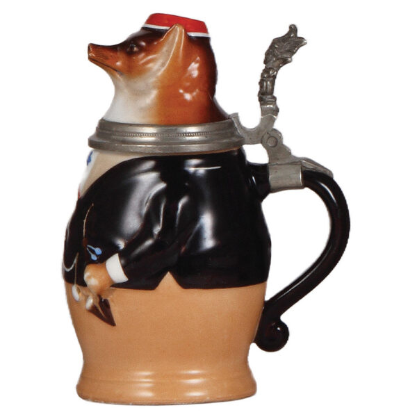 Character stein, .5L, porcelain, Student Fox - Image 2