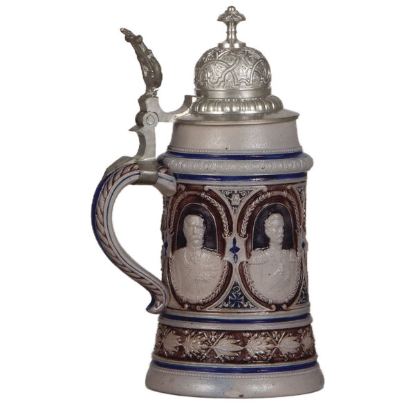 Stoneware stein, .5L, relief,  Wilhelm I, Wilhelm II, Friedrich III, v. Moltke, Bismarck - Image 3