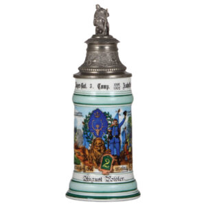 Regimental stein, .5L, 10.7" ht., 2. Jäger Bat. 3. Comp., Aschaffenburg, 1900 -1902
