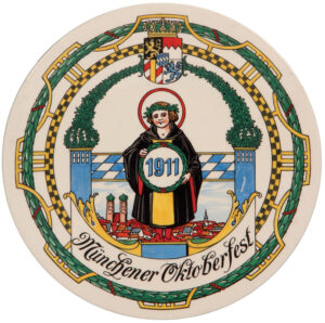 Villeroy & Boch, Wallerfangen plaque, 10.5" d., 1911 Münchener Oktoberfest