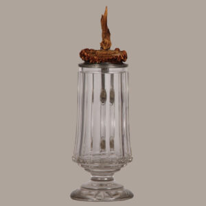 Glass stein, .5L, blown, with carved horn and horn thumblift