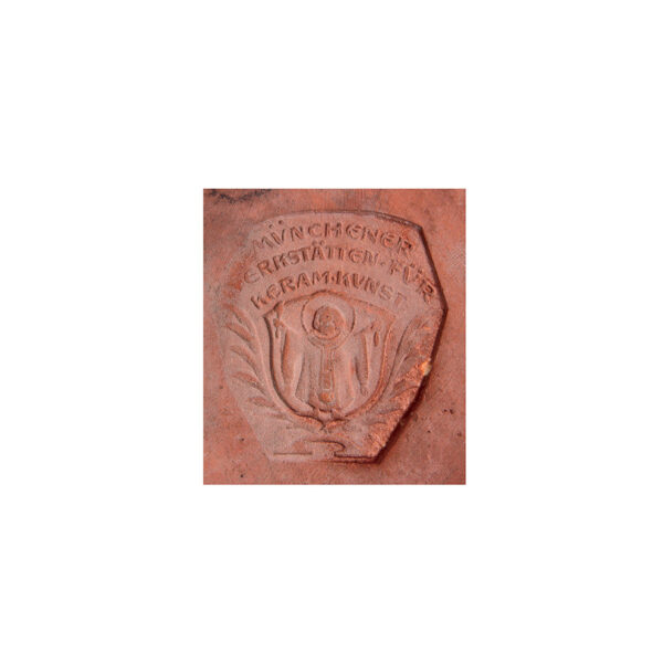 Terra cotta stein, 12.8" ht., Münchener Werkstätten Für Keramik Kunst, St. George - Image 5