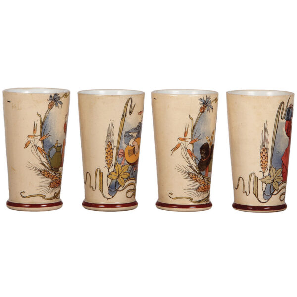 Four Mettlach beakers, .25L, 1092(2368), 1093(2368), 1094(2368) and 1096(2368) - Image 3