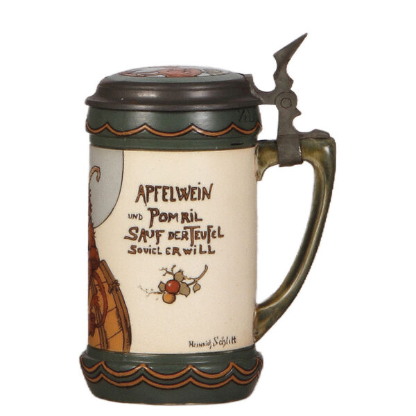 Mettlach stein, .5L, 3093, etched, by H. Schlitt - Image 2