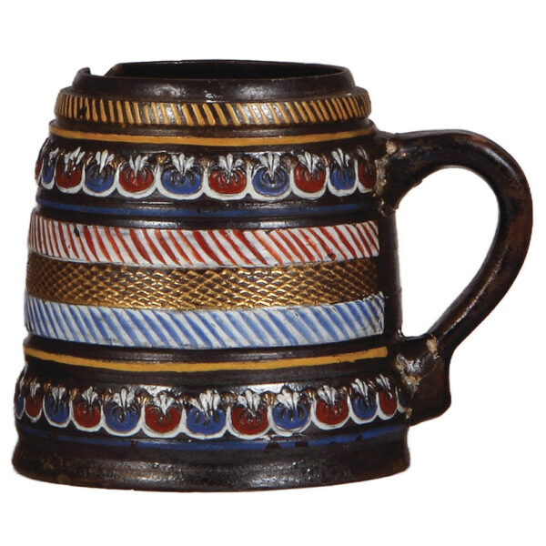 Drinking vessels (four), pewter pitcher, Bartmannskrug, Annaberger Walzenkrug, Raeren - Image 6