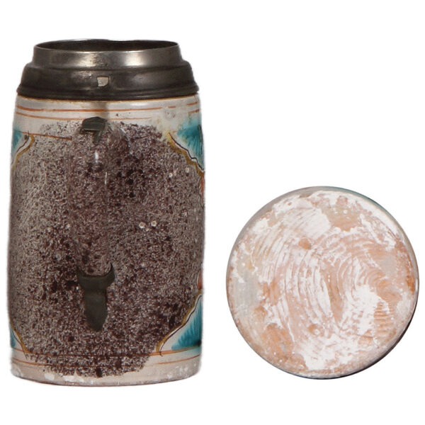Two faience & a porcelain stein, 5.5" to 7.2" ht. - Image 3